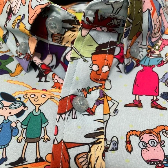 RSVLTS Nickelodeon Cartoon Print Casual Shirt - Blue and Green - Picture 3 of 6